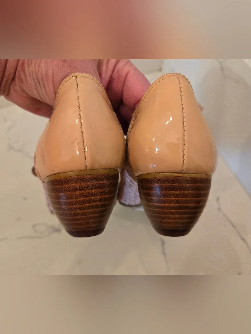 All Black Brand Beige Leather Fish Scale Mary Janes With Bows Size 39